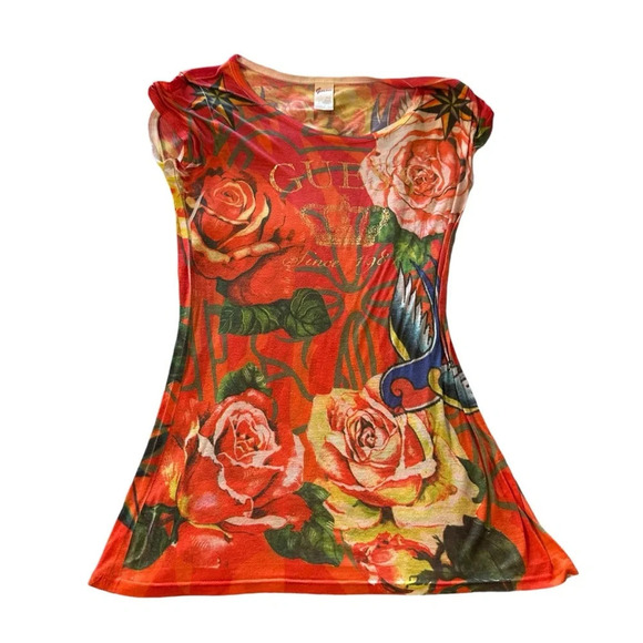 Guess Tops - Guess women's size small vintage orange floral blouse